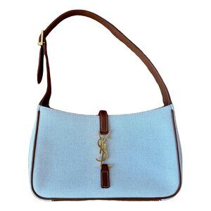 beige cotton le 5 a 7 saint laurent handbag